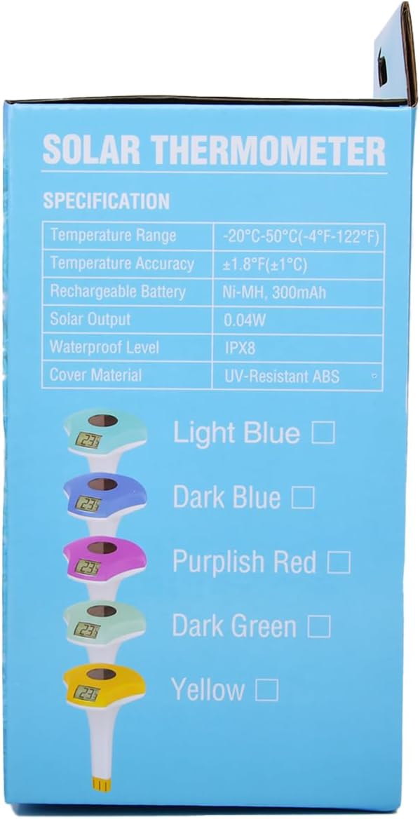 BALDR Pool Thermometer Floating Easy Read, IPX8 Waterproof, Solar Powered Digital Pool Thermometer with LCD Screen for Swimming Pool/Hot Tub/Aquarium (Navy)