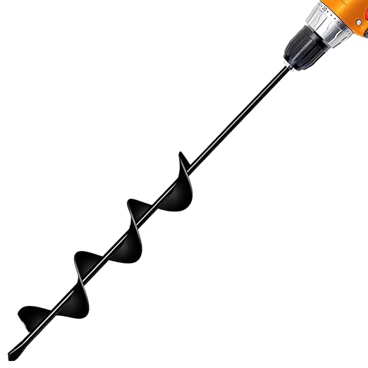 Auger Drill Bit for Planting 2.4"(D) x22.84(L), Garden Ground Earth Spiral Drill Bit for 3/8" Hex Drive Drill, for Post Hole Digger Bulb Bedding Digging Plant Rapid Planter