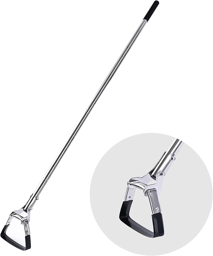 Garden Hoe for Weeding Long Handle Hula Hoe Stirrup Hoe Garden Tool Stainless Steel Poles Adjustable Long Handle Weeding Hoe, 55.9 INCH
