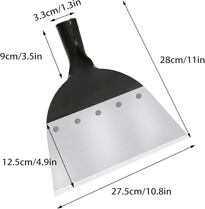 Garden Shovel Snow Shovel Multi-Functional Steel Flat Shovel Garden Spade Cleaning Scraper Garden Tool Ice Scraper Ice Chopper 11in/28cm