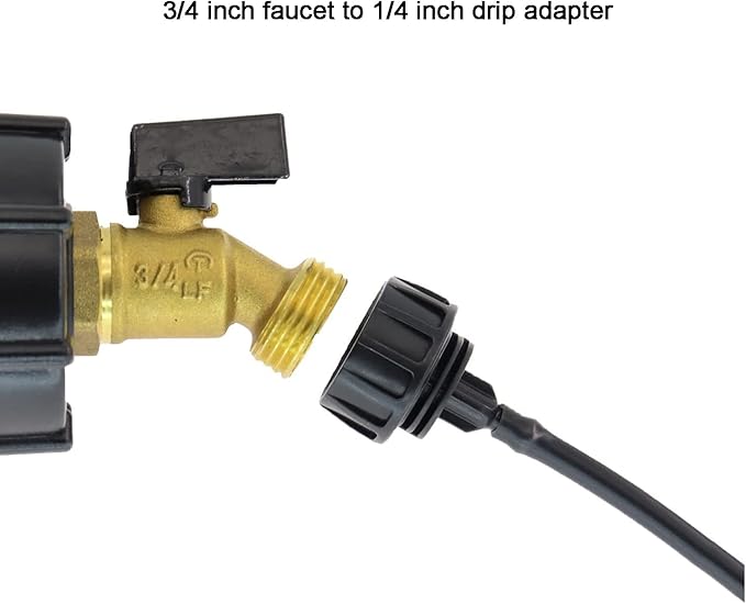 1/4 Inch Drip Irrigation Tubing to 3/4 Inch Garden Faucet Adapter 4PCS Water Drip Hose Adapter Connectors Drip Irrigation Fitting Parts with Washers