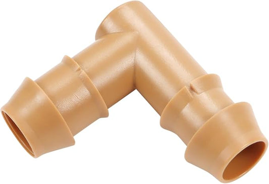 Drip Irrigation Elbow Fittings, 25 Pieces 1/2'' Drip Line Barbed Elbow Connectors for 1/2 Inch Irrigation Tubing 90 Degree Elbow for Garden Drip Sprinkler Systems