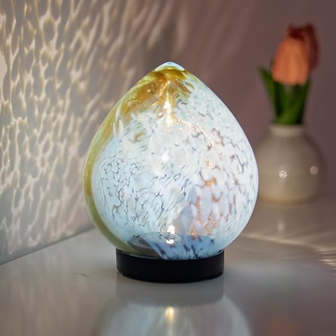 Outdoor Solar Lanterns, Glass Solar Powered Lantern Colorful Solar Garden Lights Decorative Solar Lamp for Patio, Lawn, Tabletop-Sky Blue