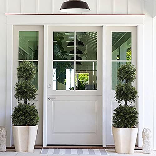 38''T Outdoor Boxwood Triple Ball Topiary Potted Plant Anti-UV Front Door Decor 2Pack