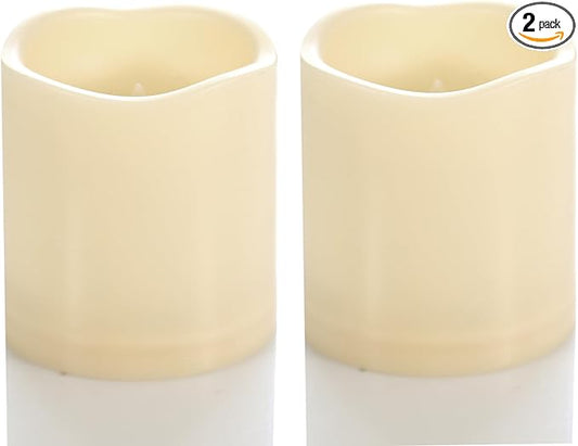 CANDLE CHOICE Waterproof Outdoor Battery Operated Flameless Candles with Timer Flickering Plastic Resin Electric LED Pillar Lights for Lantern Patio Garden Wedding Party Decorations 3x3 Inches 2 Pack