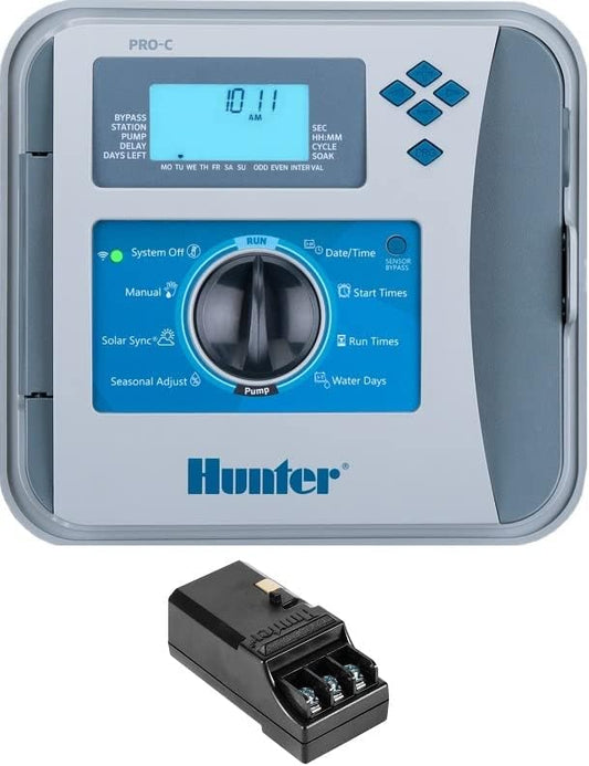 Hunter Pro-C P2C-400 Indoor Outdoor Modular Controller 4-Station Base Timer Expandable to 32 Stations w/ Optional Expansion Modules - P2C400 Replaces PC400 and PC400i (P2C-400 with 16 Zones)