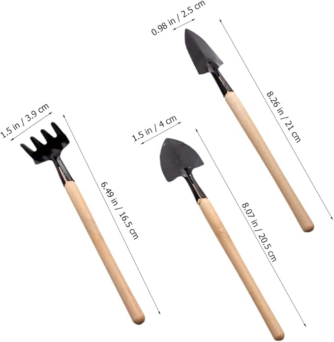 GANAZONO 8 Sets Mini Gardening Tools Portable Garden Hand Tools Set Miniature Gardening Rake Trowel and Shovel for Bonsai Succulents Herbs Planting