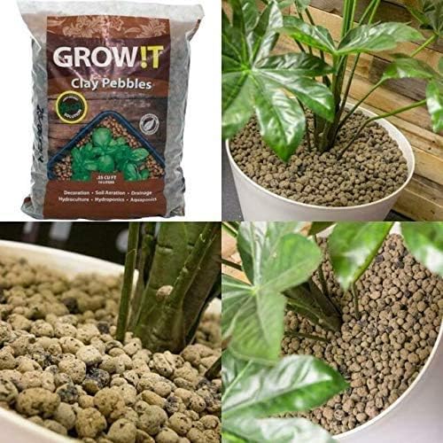 Hydrofarm GROWT GMC25L 25 Liter Bag, 4mm-16mm Clay Pebbles, 25 Liter Bag, Brown