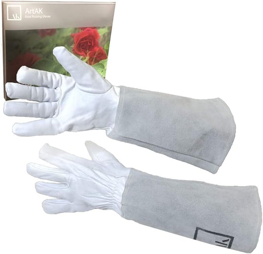 Rose Pruning Gloves Gauntlet Garden Gloves Leather Long Gardening Gloves for Women Rose Gloves Cut Proof Work Gloves White Garden Gloves for Rose Gardening Gloves Rose Bushes Ready to Plant Cowhide S