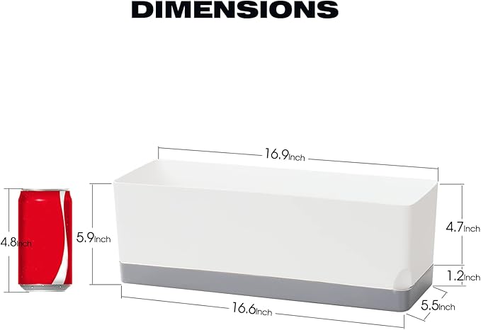 Self Watering Planters Pots for Indoor Plants, 2 Pack 17 Inch Plastic Planter Box Flower Pots for Indoor Outdoor Plants, Rectangle Herb Planter Window Boxes Planters with Drainage