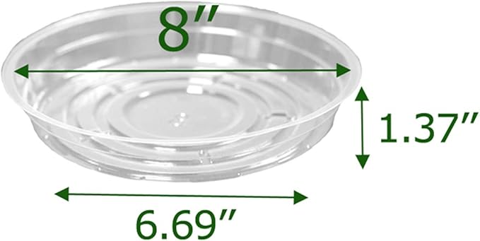 TRUEDAYS 8 Inch 5 Pack Clear Plant Saucers Flower Pot Tray Excellent for Indoor & Outdoor Plants