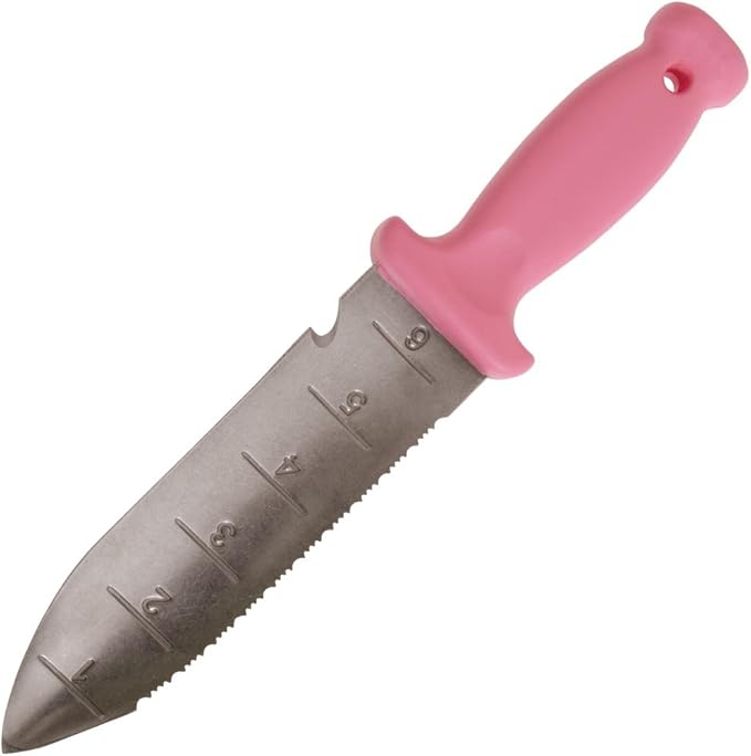 A.M. Leonard Deluxe Soil Knife, Pink – Hori Hori w/ 6-Inch Stainless Steel Blade