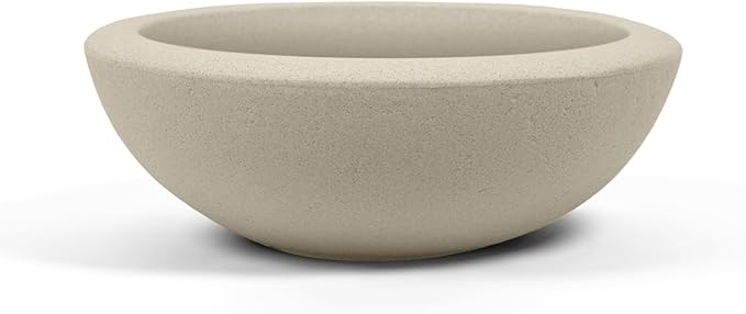 ARBORA 21" Santorini Bowl Polyresin Indoor and Outdoor Planter with Classic Cream Finish - Durable, Weatherproof, Lightweight, Large Plant Pot for Patio, Garden, Deck, Entryway