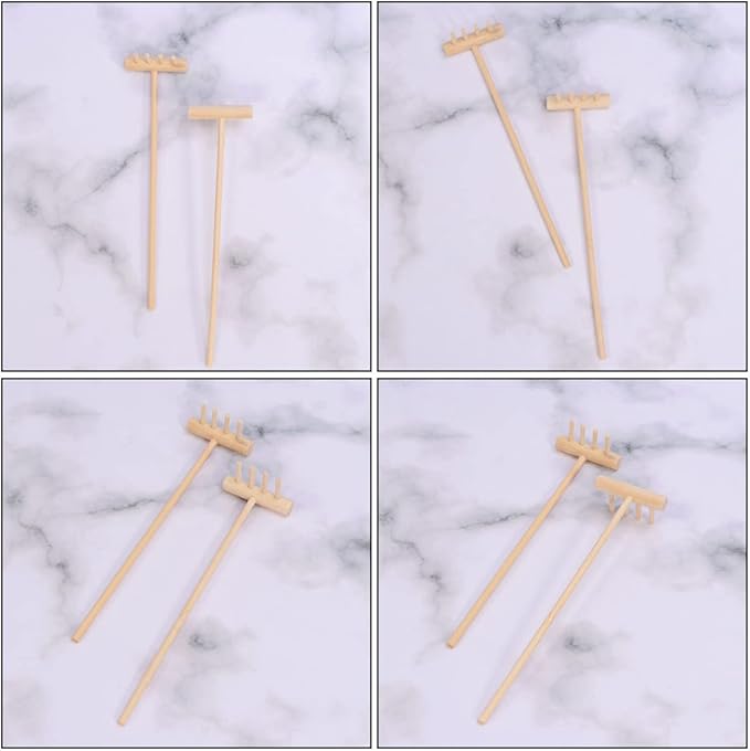 EXCEART Mini Rake Set - 24 Pcs Miniature Sand Garden Tools for Zen Meditation - Bamboo Smooth Toolkit for Kids Sand Tray