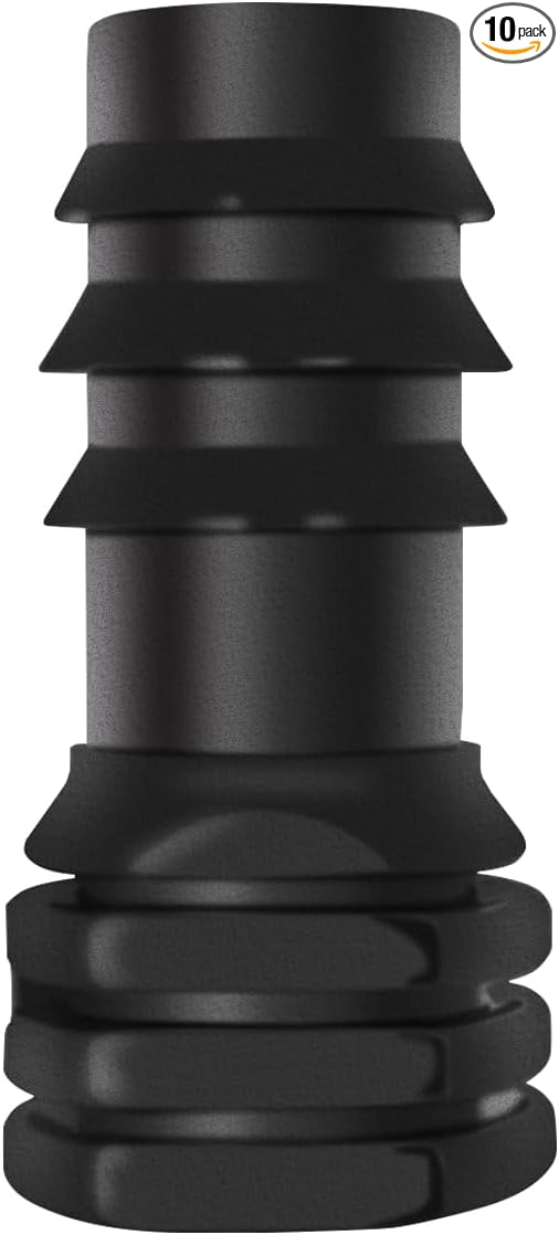 1/2 inch Drip Irrigation End Cap Fittings, Barbed End Plug Connector Fit 1/2" Irrigation Tubing (0.52" ID x 0.65" OD), Drip Line Goof Plug Connector for Garden Irrigation System - Pack of 10