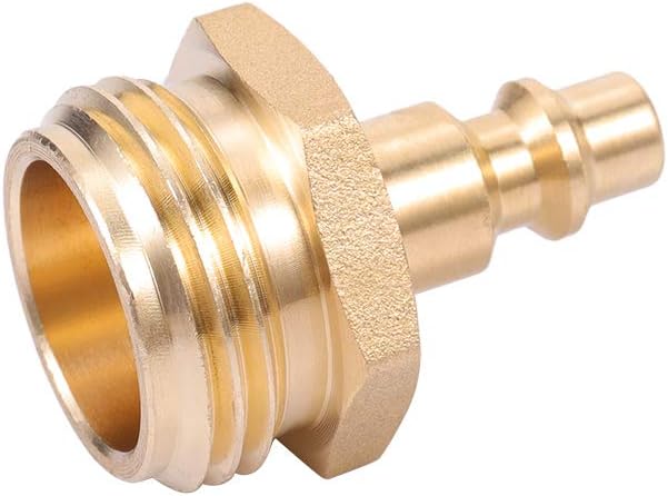 Air Compressor 1/4" Quick Connect Plug To GHT 3/4" Garden Hose Faucet Blow Out Adapter Fitting For Winterize Sprinkler Systems, RV, Camper, Outdoor Plumbing, Garden Hose 2pcs (MALE)