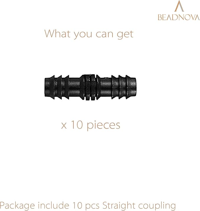 BEADNOVA Drip Irrigation Parts 10 Pcs 1/2 Inch Barbed Straight Couplings Drip Irrigation Fittings Drip Line Connectors for 1/2 Inch Irrigation Tubing Garden Watering System (10pcs)