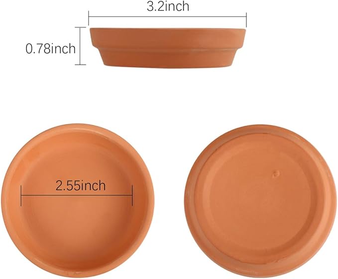 24pcs Terra Cotta Saucer, 3.2-inch Small Mini Clay Pots Tray, Suitable for 3inch, 2.5inch, 2inch Succulents Nursery Pots