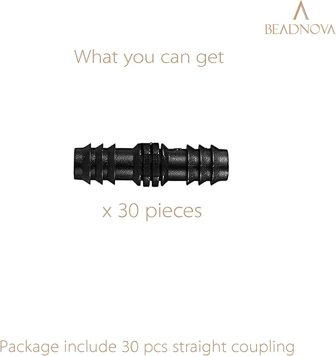 BEADNOVA Drip Irrigation Connectors 30 Pcs 1/2 Inch Barbed Connector Straight Couplings Irrigation Connectors for 1/2 Inch Drip Tubing Water Tubing Gardening Irrigation Supplies (30pcs)