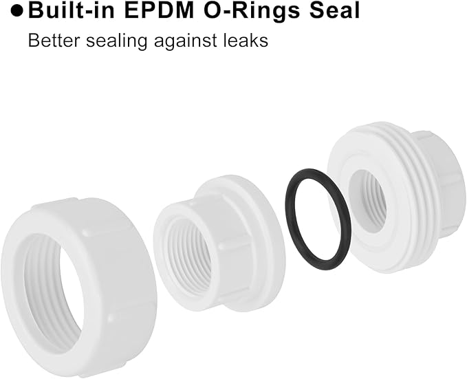 4Pcs 1Inch Female Threaded PVC Union Coupling Pipe Fitting (Female x Female) 1'' PVC FNPT Female Union Coupling Adapter for Sprinkler Pipe, Irrigation, Plumbing, Schedule 40, EPDM O-Ring