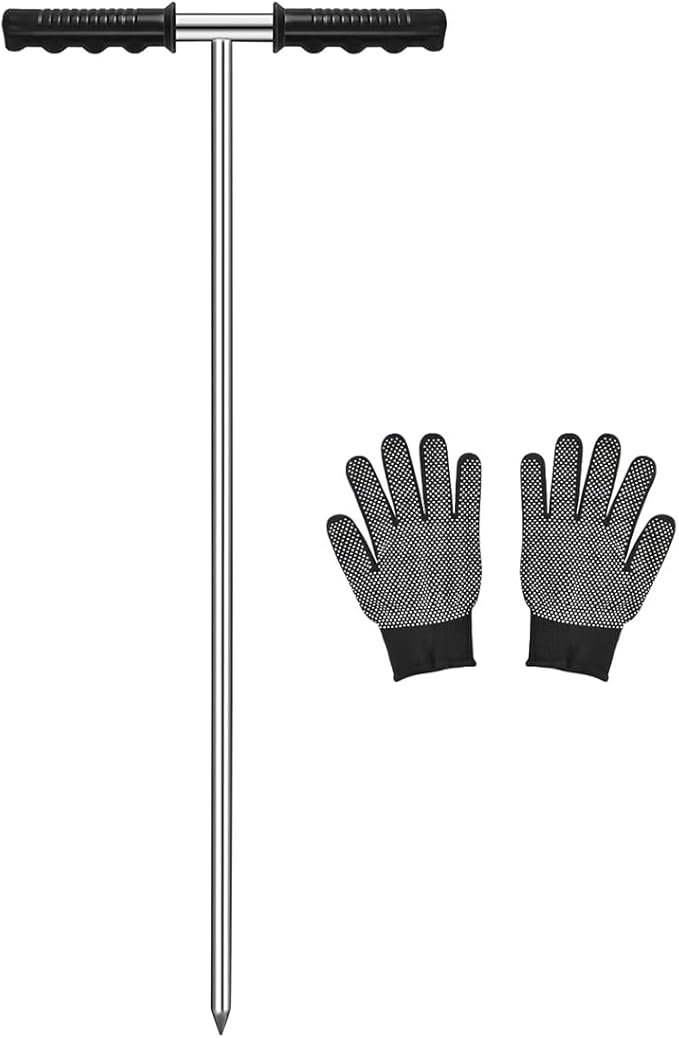 GADFISH Stainless Steel Soil Probe Rod,32-48 Inch Hight Adjustable Ground Rod Tool with T-Handle for Locating Septic Tanks,Underground Pipes,Water Lines,Graves and Gopher Runs