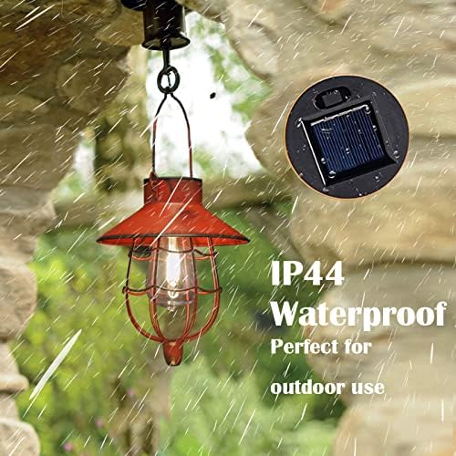 YAKii 12 Pack Solar Lantern Hanging Waterproof Outdoor Metal Solar Lamp with Warm White Light Decorate for Yard Garden Pathway Patio Porch Decor (Red)