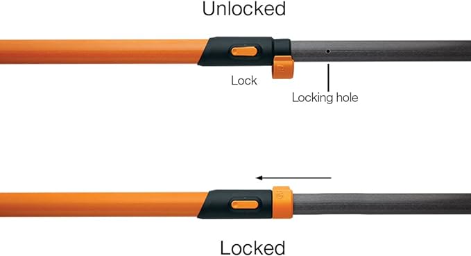 Fiskars 7ft-14ft Power-Lever Extendable Pole Saw and Tree Pruner, Lawn and Garden Tools, Black/Orange