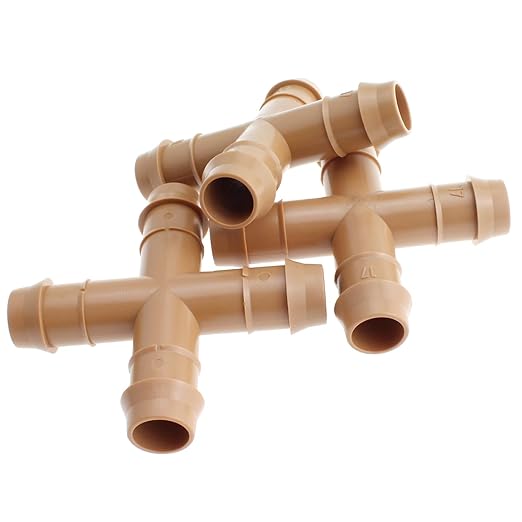 10pcs Drip Irrigation Kit, Irrigation Four Way Line Connector Fittings Fits for 1/2" inch Drip Tubing Barbed Irrigation Fittings for Patio Lawn Garden