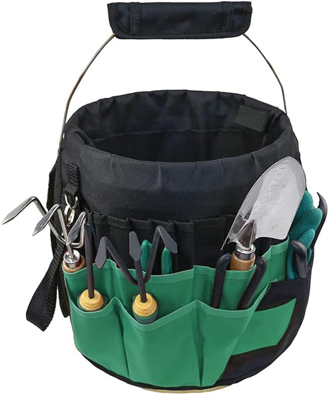 Gardening Tools Bucket Bag with 42 Pockets-Outdoor Multifunctional Better Sturdy Oxford/Canvas for Women Men