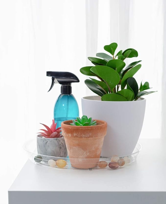 TRUEDAYS 10 Inch 5 Pack Clear Plant Saucers Flower Pot Tray Excellent for Indoor & Outdoor Plants