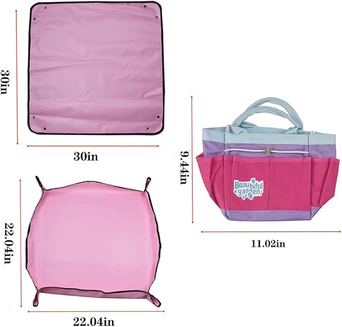 CFH-Allez 21 Pieces Succulent Plants Tools,Gardening Succulent Transplanting Hand Tool +Succulent Garden Pad Miniature Planting Collapsible Waterproof Planter Gardening Mat+Garden Bucket Bag (Pink)