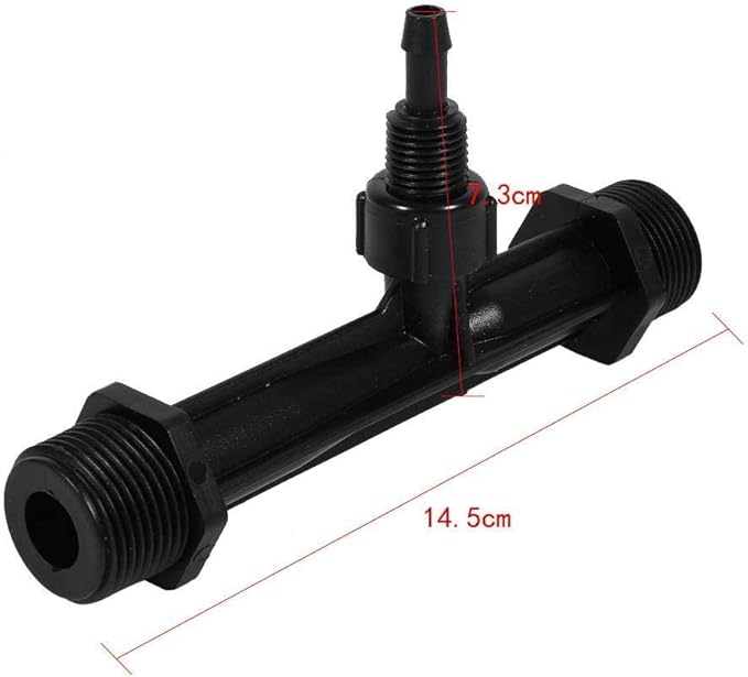 Fertilizer Injector Tube, Irrigation Venturi Fertilizer Injector with 1/2" 3/4” 1” Inch Agriculture Garden Fertilizer Mixer Injector Agriculture Tool Plastic Black(3/4inch)