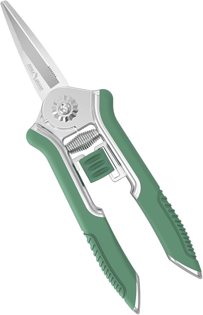 FLORA GUARD 6.5 Inch Micro-Tip Pruning snip Gardening Hand Pruning Shears Trimming Scissors with Stainless Steel(Green)