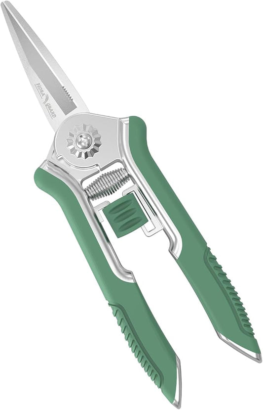 FLORA GUARD 6.5 Inch Micro-Tip Pruning snip Gardening Hand Pruning Shears Trimming Scissors with Stainless Steel(Green)