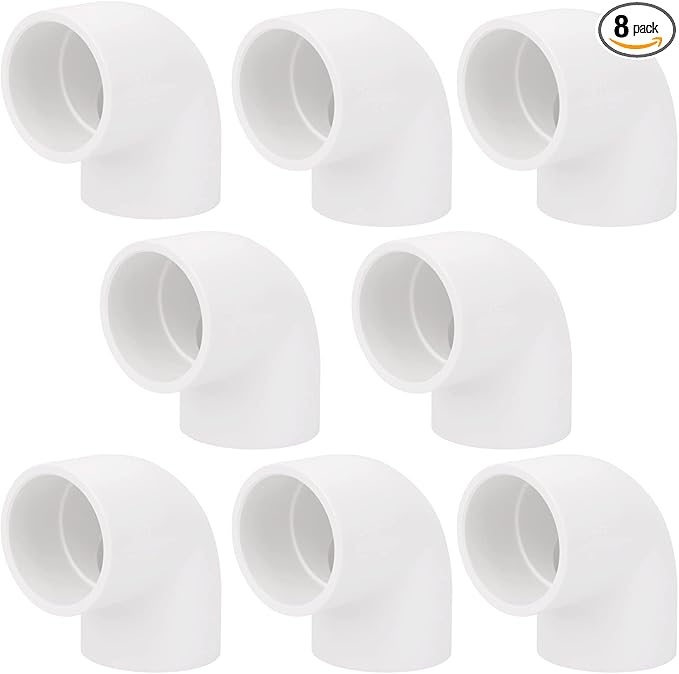 8Pack 1-1/4" 90 Degree Elbow PVC Pipe Fittings 2 Way Right Angle PVC Pipe Fitting, Furniture Build Grade SCH40 (Socket x Socket) 1.25" PVC Fitting Connectors for DIY PVC Shelf Garden Support Structure