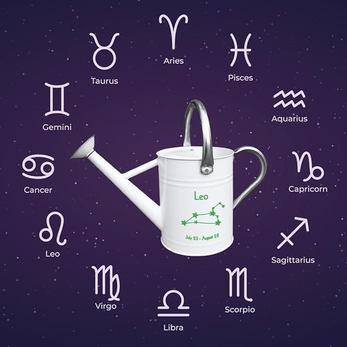 Metal Watering Can for Outdoor and Indoor Plants, Watering Can Decor, 1 Gallon (Leo)