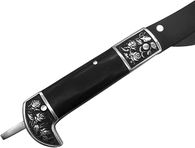 Black Sharp Edge Folding Sickle Weeder Gargening Hand Tool Portable Safety Wooden Handle Manual Grass Lawn with Sheath