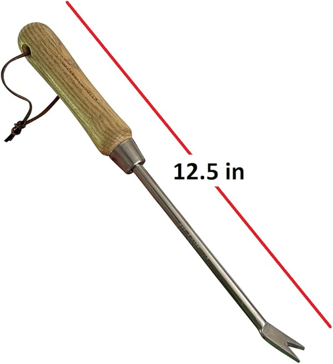 Garden Guru Eco Dandelion Weeder Tool with Ergonomic Wood Handle - 100% Recycled Stainless Steel - Rust Resistant - FSC Certified Wood - Weed Puller for Planting, Weeding, Flower & Vegetable Care