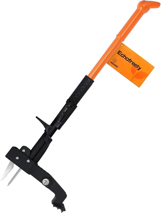 4-Claw Stand Up Weed Puller Tool, 32″to 42 ″ Length Adjustable Weeder,Easy-Eject Design,35% Easier Stronger Foot Platform, No Need Bending or Kneeling, Easily Remove Weeds