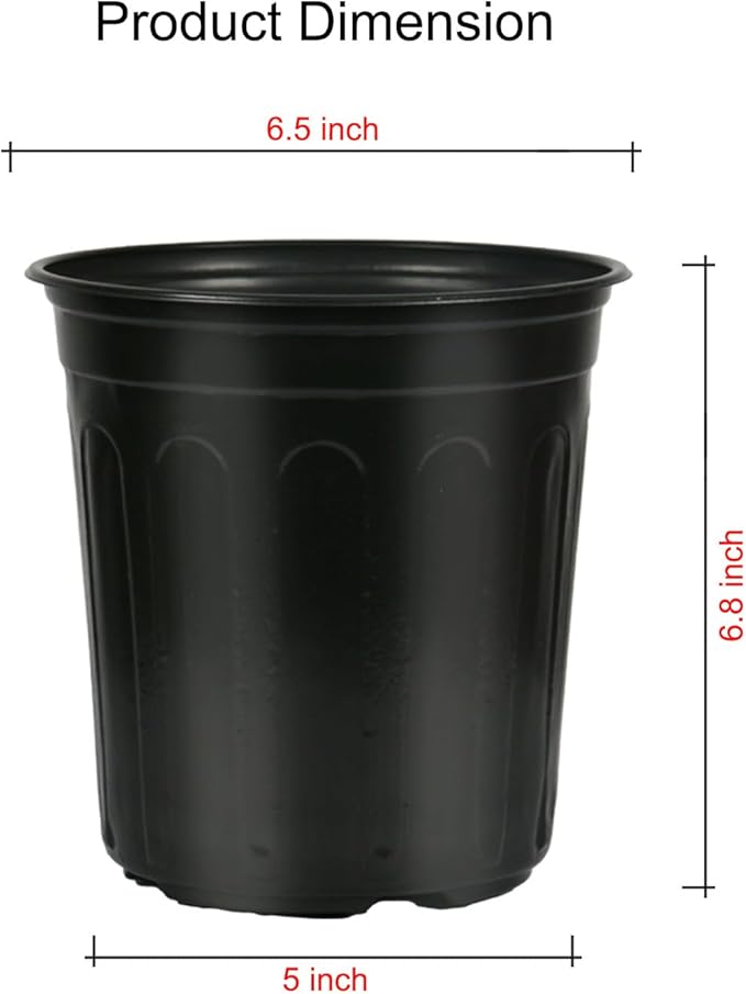 60-Packs 1 Gallon-M Flexible Plastic Plant Nursery Pots, Thickened Soft Seed Starting Container for Seedlings, Vegetables, Succulents and Cuttings