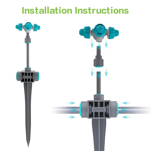 Drip Irrigation Kit 66ft, Automatic Irrigation System for Garden with 12mm Irrigation Tubing, Quick Connect Mist Nozzle with 4-Outlet for Lawn Outdoor Plants Greenhouse