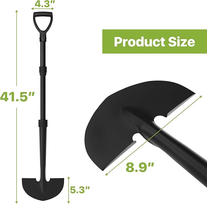 Edger Lawn Tool, Manual Half Moon Edger for Garden Border, Hand Lawn Edging Tool with D-Grip, 41-inch Long Handle Lawn Edger for Grass, Sidewalk, Yard