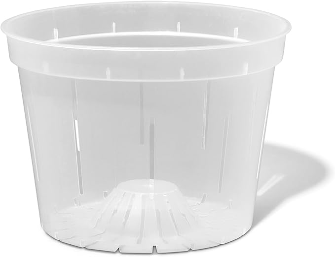rePotme 8 inch Orchid Pot with Holes - 3 Pack of Slotted Orchid Pots (Crystal Clear) - All Purpose Planter for All Indoor Plants