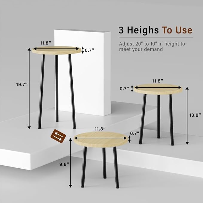 Plant Stand Indoor Tall: Corner Wood Plant Stand 2 Pack Mid Century Modern Decor - Small Round Plant Table for Indoor Plants - Outdoor Plant Holder for Patio Living Room Bathroom Office (Burlywood)