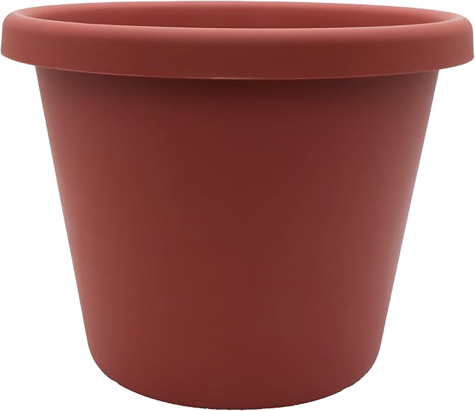 The HC Companies 7 inch Round Classic Planter - Plastic Plant Pot for Indoor Outdoor Plants Flowers Herbs, Clay