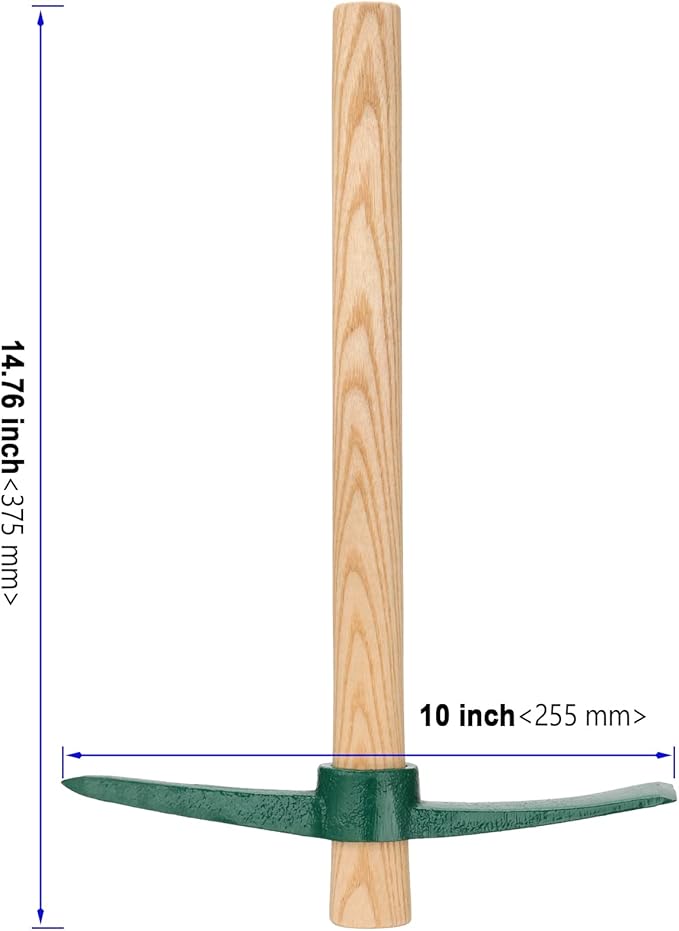 4 PCS 15 Inches Pick Axe, Forged Mattock Tool, Heavy Duty Pick Mattock with Non-Slip Handle for Gardening, Camping, Prospecting