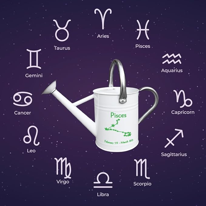 Metal Watering Can for Outdoor and Indoor Plants, Watering Can Decor, 1 Gallon (Pisces)