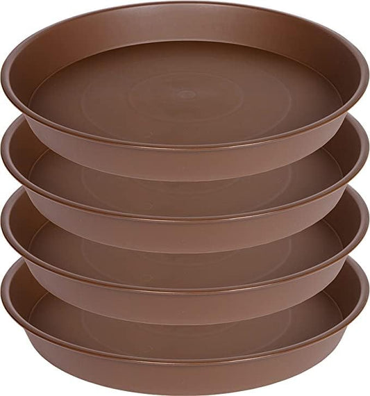 4 Pack of 16 17 inch Plant Saucer (15 inch Base), 2.3" Depth, Heavy Duty Deep Plant Trays for Pots, Bird Bath Bowls, Plant Water Saucers for Indoors, Planter Drip Trays (17", Chocolate)