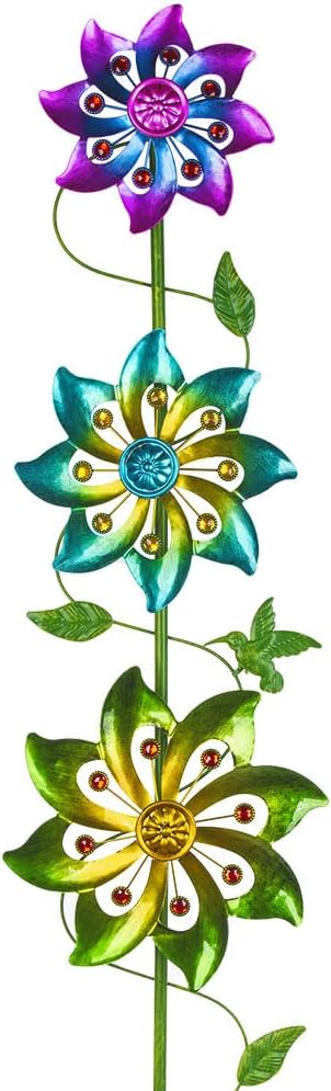 DREAMYSOUL 3 Blades Wind Spinner, Pinwheels for Yard and Garden, Metal Wind Spinners Outdoor, Colourful Wind Sculptures for Outside Patio Lawn Decoration