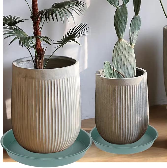 4 Pack of 16 17 inch Plant Saucer (15 inch Base), 2.3" Depth, Heavy Duty Deep Plant Trays for Pots, Bird Bath Bowls, Plastic Plant Saucers for Indoors, Drip Trays for Planter (17", Green)